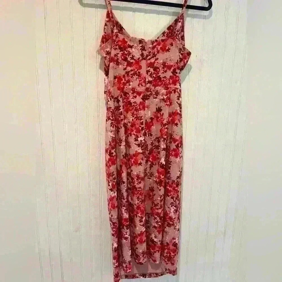 WAYF Y2K floral feminine midi dress with front cut out size large linen blend - Picture 4 of 7